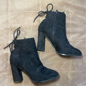 Black Suede High Heel Ankle Booties